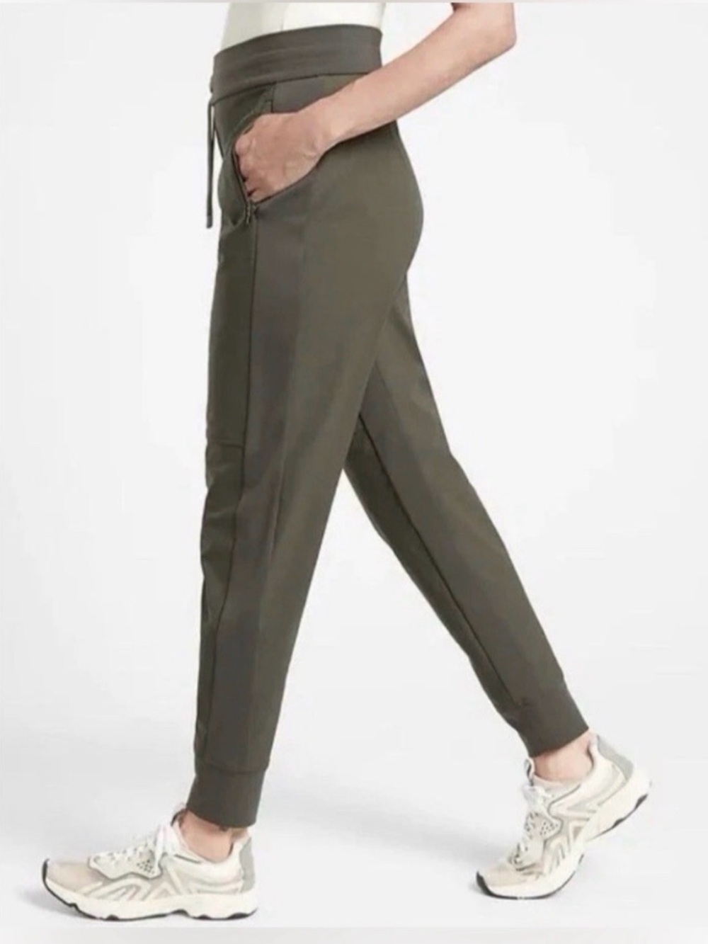 Athleta Headlands Hybrid Trek Jogger Olive Green Pants Size 12 Tall - Picture 6 of 12